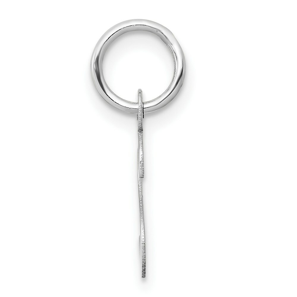 14K White Gold Small Slanted Block Initial Letter S Charm Pendant - (B13-225)